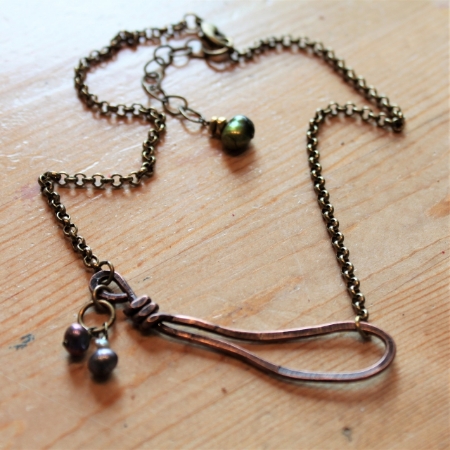 Copper & Pearls - Center Loop Necklace