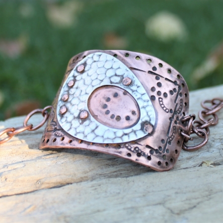 Textured Copper Sterling Cuff Bracelet