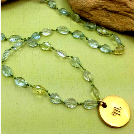 Aquamarine Initial Necklace