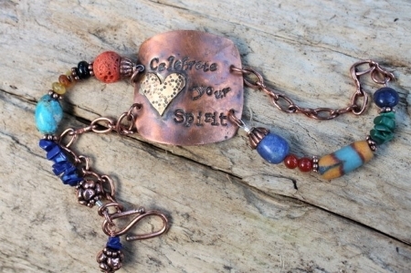 Celebrate Your Spirit- Copper, Brass Heart & Gemstones