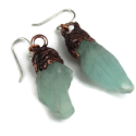 Natural Blue calcite electroformed earrings