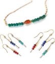 Colorful beaded necklace earrings on white