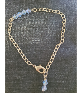 hypo-allergenic blue crystal chain anklet