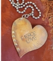 copper heart riveted & stamped with Fierce Love long casual necklace
