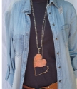 long layered edgy heart necklaces with denim outfit