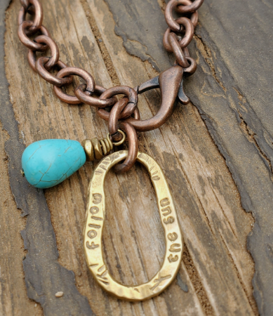 mixed metal edgy turquoise necklace