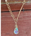 hand forged bronze bar Swarovski crystal pendant necklace