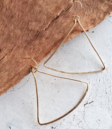 Hammered gold triangle earrings 