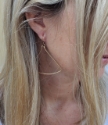 Gold triangle earrings on female