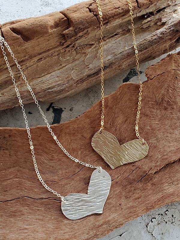 silver & gold heart necklaces